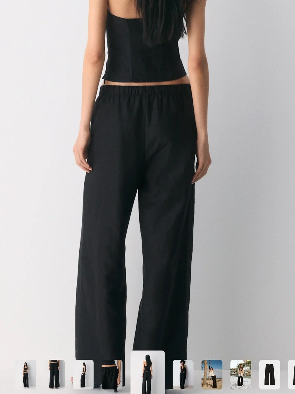 Aritzia Women's Black Wide-Leg Drawstring Pants linen
